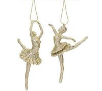 Lot de 2 décorations à suspendre pour sapin de Noël en forme de danseuses ballerines Doré