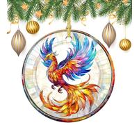 Lot de 2 décorations à suspendre pour sapin de Noël Phoenix s'envolant dans le ciel 7,2 cm rondes double face