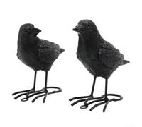 Lot de 2 décorations corbeaux pour intérieur et extérieur, statue à base de résine avec détails artistiques, ajoute de la personnalité à l'espace