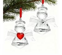 Lot de 2 décorations d'ange en cristal en forme de cœur et d'étoile pour arbre, cadeau miniature pour maman, femme, attrape-soleil pour décoration d'intérieur, jardin à suspendre à une fenêtre