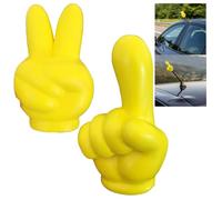 Lot de 2 décorations d'antenne de voiture | Panneau de paix jaune et boules d'antenne de geste de main d'index | Ajustement universel pour décoration de toit de véhicule résistant aux intempéries |
