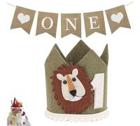 Lot de 2 décorations de 1er anniversaire pour filles et garçons, décorations d'anniversaire avec couronne de fête d'anniversaire et bannière de 1er naissance, bannière « Happy 1/st Birt-Hday », cadeau