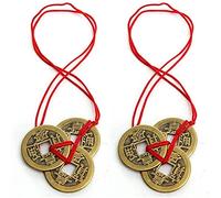 Lot de 2 décorations de bureau rouges chinoises Feng Shui Lucky Coins Home Office pour Wealth and Success - Durables - Utiles et pratiques - Design pratique - Design pratique et durable.