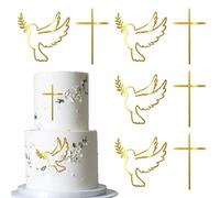 Lot de 2 décorations de gâteau en acrylique - Croix chrétienne - Décoration de gâteau pour baptême chrétien - Dieu bénédiction - Croix religieuse - Première communion - Thème de bébé - Fête