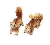 Lot de 2 décorations de jardin en résine en forme d'écureuil, statues d'animaux miniatures pour pelouse extérieure, ensemble de faune résistant aux intempéries, décorations de cour mignonnes et