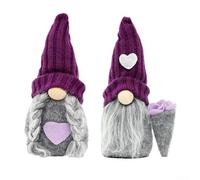 Lot de 2 décorations de nain en peluche faites à la main en tissu polyester doux pour décoration d'étagère et de table festives