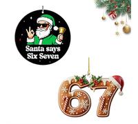 Lot de 2 décorations de Noël 2025 « Santa Says Six Seven » 2025, décorations de Noël amusantes 2D pour sapin de Noël, cadeaux amusants pour adolescentes, filles, articles tendance
