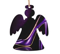 Lot de 2 décorations de Noël élégantes violettes à talons hauts avec rouge à lèvres en bois en forme d'ange à suspendre pour sapin de Noël, fête, maison, ferme