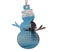 Lot de 2 décorations de Noël en bois à suspendre avec ficelle - 4 styles - Motif lac Léman - Pour sapin de Noël - Décoration de vacances d'hiver