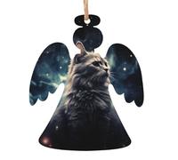 Lot de 2 décorations de Noël en bois à suspendre en forme de chat dans une nébuleuse pour sapin de Noël, étiquettes rustiques à suspendre pour décoration de Noël, fournitures de fête