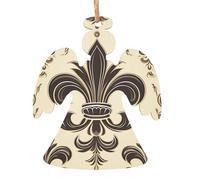 Lot de 2 décorations de Noël en bois à suspendre en forme de chevalier en forme de fleur de lys et armoiries de Noël pour le Nouvel An, les fêtes