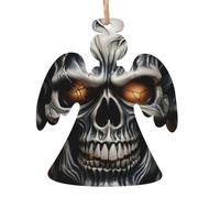 Lot de 2 décorations de Noël en bois à suspendre en forme de crâne maléfique pour sapin de Noël en forme d'ange, décoration de Noël à suspendre pour le Nouvel An et les fêtes