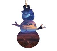 Lot de 2 décorations de Noël en bois à suspendre en forme de nébuleuse pour sapin de Noël en forme de bonhomme de neige rustique, étiquettes artisanales à suspendre pour décoration de Noël