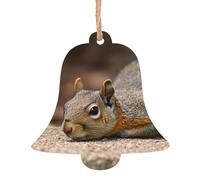 Lot de 2 décorations de Noël en bois à suspendre en forme d'écureuil qui vient de poser le sapin de Noël en forme de cloche, artisanat de Noël, décoration de Noël à suspendre pour le Nouvel An, les