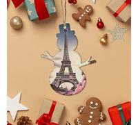 Lot de 2 décorations de Noël en bois à suspendre pour sapin de Noël, tour Eiffel de Paris
