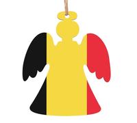 Lot de 2 décorations de Noël en bois avec motif drapeau de la Belgique - Décoration de maison de vacances confortable