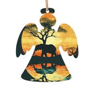 Lot de 2 décorations de Noël en bois en forme d'ange, magnifiques éléphants à suspendre pour sapin de Noël, étiquettes de vœux de Noël rustiques à suspendre pour décoration de la maison