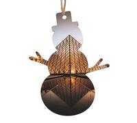 Lot de 2 décorations de Noël en bois en forme de bonhomme de neige, musée du Louvre à Paris, décorations à suspendre pour sapin de Noël, étiquettes de vœux de Noël rustiques à suspendre pour