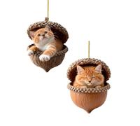 Lot de 2 décorations de Noël en forme d'animal de la forêt - Ornements de Noël confortables en forme d'animal endormi avec chapeau de Noël - Décorations à suspendre en acrylique - Décoration