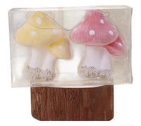 Lot de 2 décorations de Noël en forme de champignon avec texture floquée et accents pailletés, convient pour un sapin de Noël ou une table, fabriqué à partir de matériau plastique durable (A)