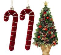 Lot de 2 décorations de Noël en forme de sucre d'orge | Décorations de Noël rouges pour fêtes de fin d'année, salon, bureau, vente au détail, cheminée, cadre de porte