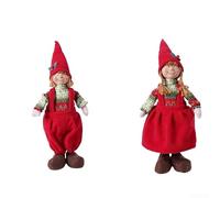 Lot de 2 décorations de Noël en tissu pour une utilisation saisonnière à la maison sur les cheminées, les tables et les étagères (filles debout)