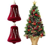 Lot de 2 décorations de Noël floquées en forme de canne à sucre d'orge | Décorations de Noël rouges pour fêtes de fin d'année, salon, bureau, vente au détail, cheminée, cadre de porte