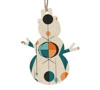 Lot de 2 décorations de Noël géométriques en bois du milieu du siècle à suspendre pour sapin de Noël en forme de bonhomme de neige pour le Nouvel An, les fêtes de fin d'année, décoration de fête