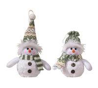 Lot de 2 décorations de Noël miniatures - Père Noël, bonhomme de neige - Résine - Décoration pour sapin de Noël, maison, fête, bonnet de bonhomme de neige avec lumières et bonnet de bonhomme de neige