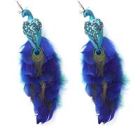 Lot de 2 Décorations de Noël Paon Bleu à Clipser - Oiseaux à Plumes Artificielles à Paillettes - 30 Cm - Paon à Plumes avec Longue Queue pour Décoration d'arbre de Noël (2 pièces)