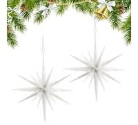 Lot de 2 décorations de Noël - Pendentif étoile | Décoration de vacances - Décorations en polypropylène 14,5 x 14,5 cm pour la maison, la salle de classe ou le magasin pour égayer n'importe quel