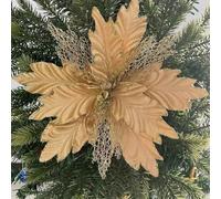 Lot de 2 décorations de Noël rouges dorées blanches bleues pour tête de champagne, or rose et argent pour arbre, mur, cheminée ou porte - Noël bleu en fleur verte - ensemble de décorations à suspendre