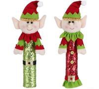 Lot de 2 décorations de poignée de réfrigérateur en velours doux avec motif pour couple elf pour ajouter une touche festive aux appareils de cuisine