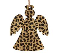 Lot de 2 décorations de sapin de Noël en bois avec imprimé léopard - Décoration à suspendre - Cadeau souvenir - Pendentifs d'ambiance de Noël