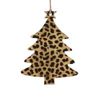 Lot de 2 décorations de sapin de Noël en bois avec imprimé léopard - Décoration à suspendre - Cadeau souvenir - Pendentifs d'ambiance de Noël