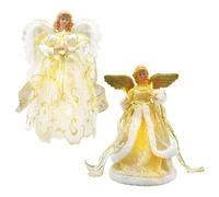 Lot de 2 décorations de sapin de Noël en forme d'ange 32 cm - Figurine 3D avec ailes dorées et blanches