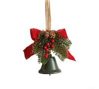 Lot de 2 décorations de vacances avec grelots en métal et pommes de pin, conçus pour décorer les arbres de Noël, les portes et les vitrines (vert)