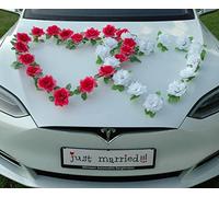 Lot de 2 décorations de Voiture en Forme de cœur avec Inscription « DOPPEL » - pour décoration de Mariage, Voiture, Mariage, Voiture, décoration de Mariage, Rose/Blanc Pur, 34 x 24 x 14 cm