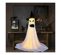 Lot de 2 décorations d'Halloween avec chapeau, télécommande et guirlande lumineuse LED, fantôme lumineux pour extérieur, porche, jardin, cour, fête d'Halloween (diable maléfique)