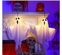 Lot de 2 décorations d'Halloween avec lampes à LED, décoration d'Halloween, décoration du vent pour terrasse, ambiance gruselige