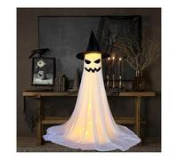 Lot de 2 décorations d'Halloween d'extérieur avec chapeau, télécommande et guirlande lumineuse LED, fantôme lumineux pour extérieur, porche, jardin, cour, fête d'Halloween (fantôme malheureux)