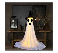Lot de 2 décorations d'Halloween d'extérieur avec chapeau, télécommande et guirlande lumineuse LED, fantôme lumineux pour extérieur, porche, jardin, cour, fête d'Halloween (fantôme d'animal de