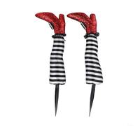 Lot de 2 décorations d'Halloween - Pieds de sorcière maléfique - Prothétiques - Accessoires de décoration d'extérieur pour jardin effrayant (noir et blanc)