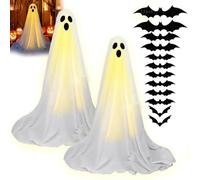 Lot de 2 Décorations D'halloween Scintillantes et Effrayantes,Grandes Décorations D'extérieur sur Pied avec Télécommande,Squelettes Animatroniques Led D'intérieur pour Maison,Jardin,Porche,Maison(No R