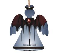 Lot de 2 décorations en bois en forme d'ange de vampire - Pendentifs décoratifs à suspendre - Design vintage pour les vacances