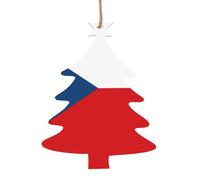 Lot de 2 décorations en bois en forme de drapeau de la République tchèque en forme de sapin de Noël pour accrocher sur les murs, portes et fenêtres