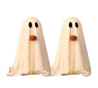 Lot de 2 décorations en forme de citrouille fantomatique avec lumières intégrées en textile robuste pour fêtes, festivals, décorations d'intérieur et d'extérieur