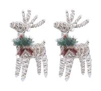 Lot de 2 décorations lumineuses en forme de renne de Noël : charme rustique avec lumière LED chaude