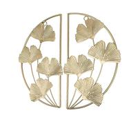 Lot De 2 Décorations Murales En Forme De Feuille De Ginkgo En Fer, Décoration Murale En Métal Doré, Art Moderne, Design De Feuille De Ginkgo, Sculpture Murale, Décoration Murale Pour Salon, Bureau, ét