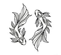 Lot de 2 décorations murales en métal pour poisson koi Feng Shui avec ferronnerie d'inspiration asiatique classique et symbolisme aquatique intemporel